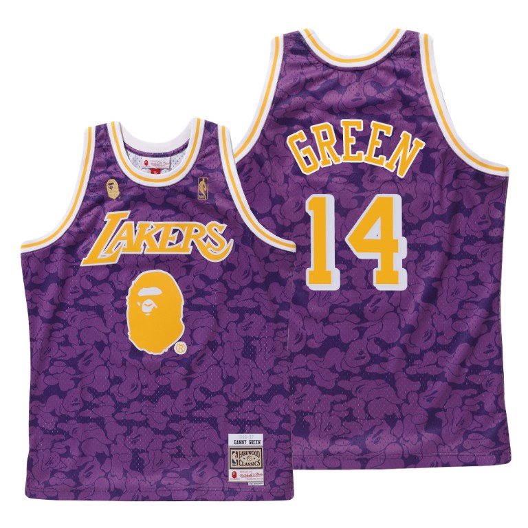 Men's Los Angeles Lakers Danny Green #14 NBA BAPE X Mitchell Hardwood Classics Purple Basketball Jersey TOW8683KH